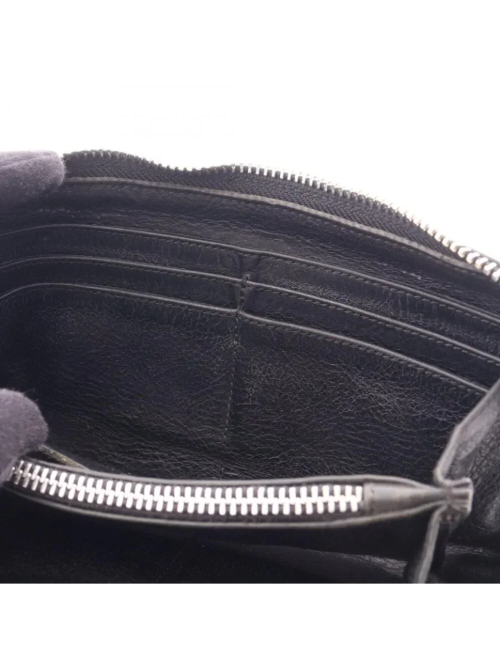 Chrome Hearts Round Wallet Dagger Zip Leather Plain Zip Around